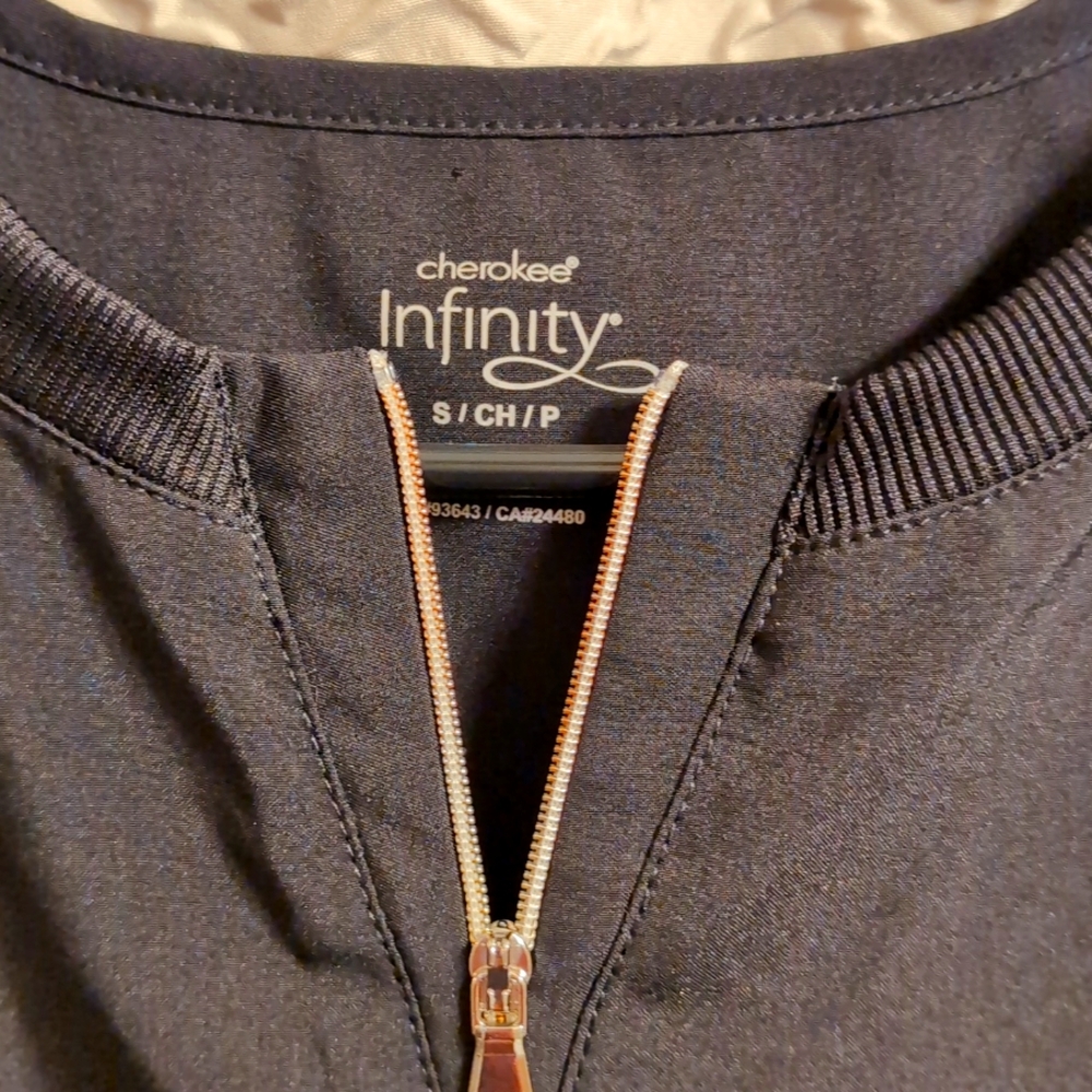 Infinity black small straight leg scrub set